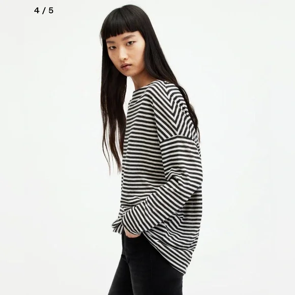 All Saints Rita Oversized Long Sleeve T-shirt - Picture 2 of 6